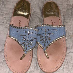 Blue & gold beaded Jack Rogers Sz 8